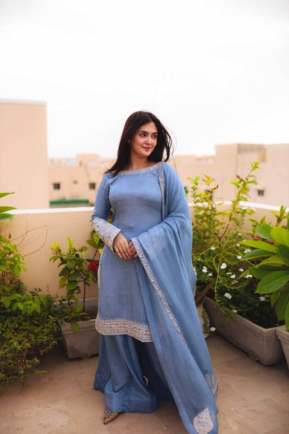 Amaira Bright Motif Embroidered Elegance Sharara Set
