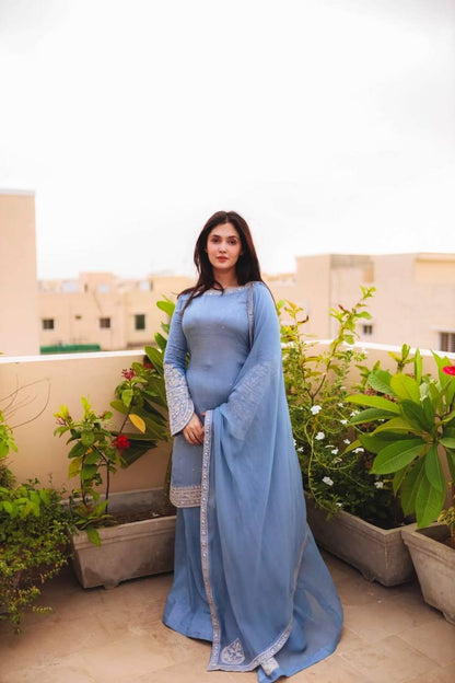 Amaira Bright Motif Embroidered Elegance Sharara Set