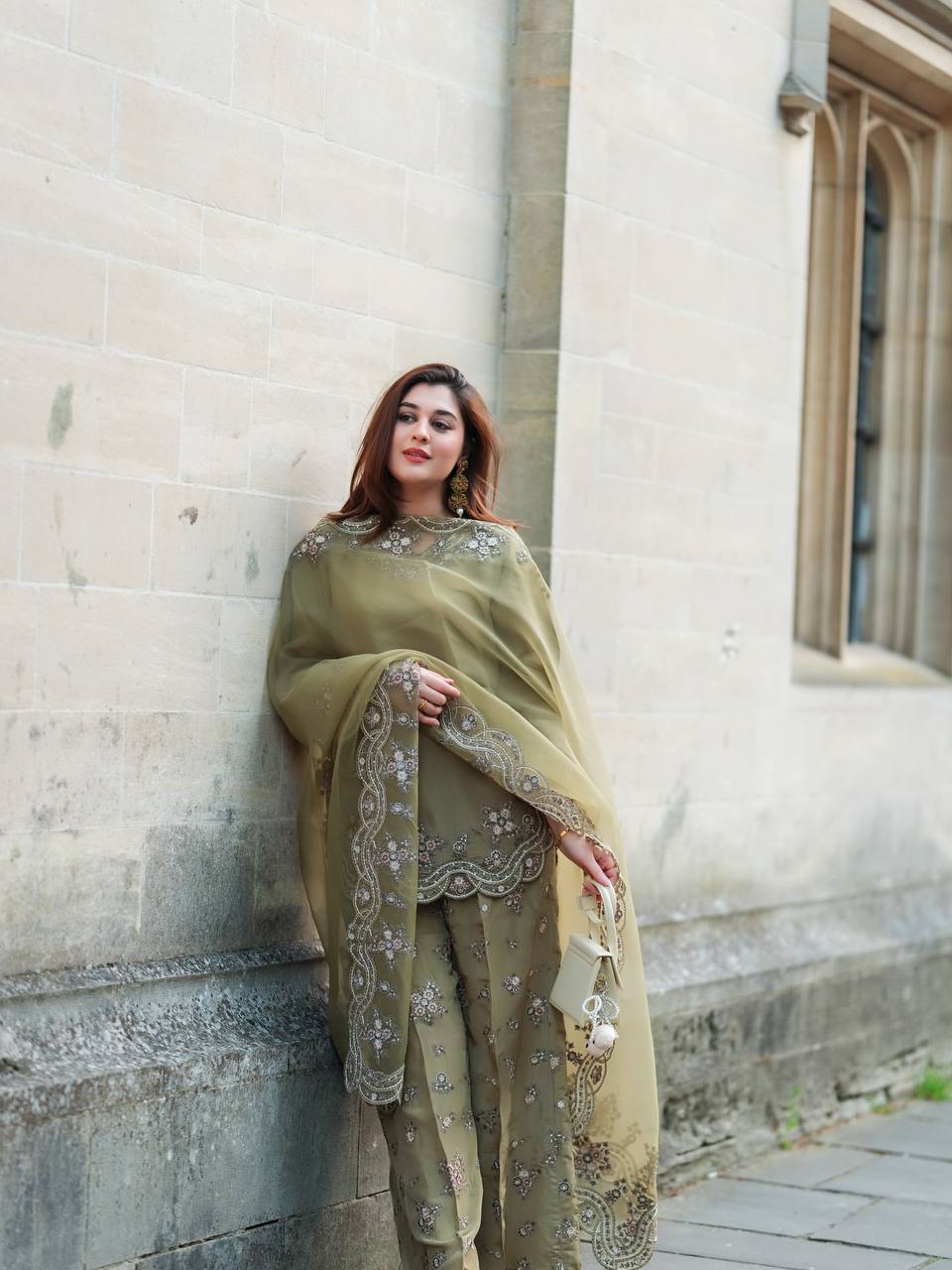 Zaitoon Zariya Olive Embroidered Grace Set