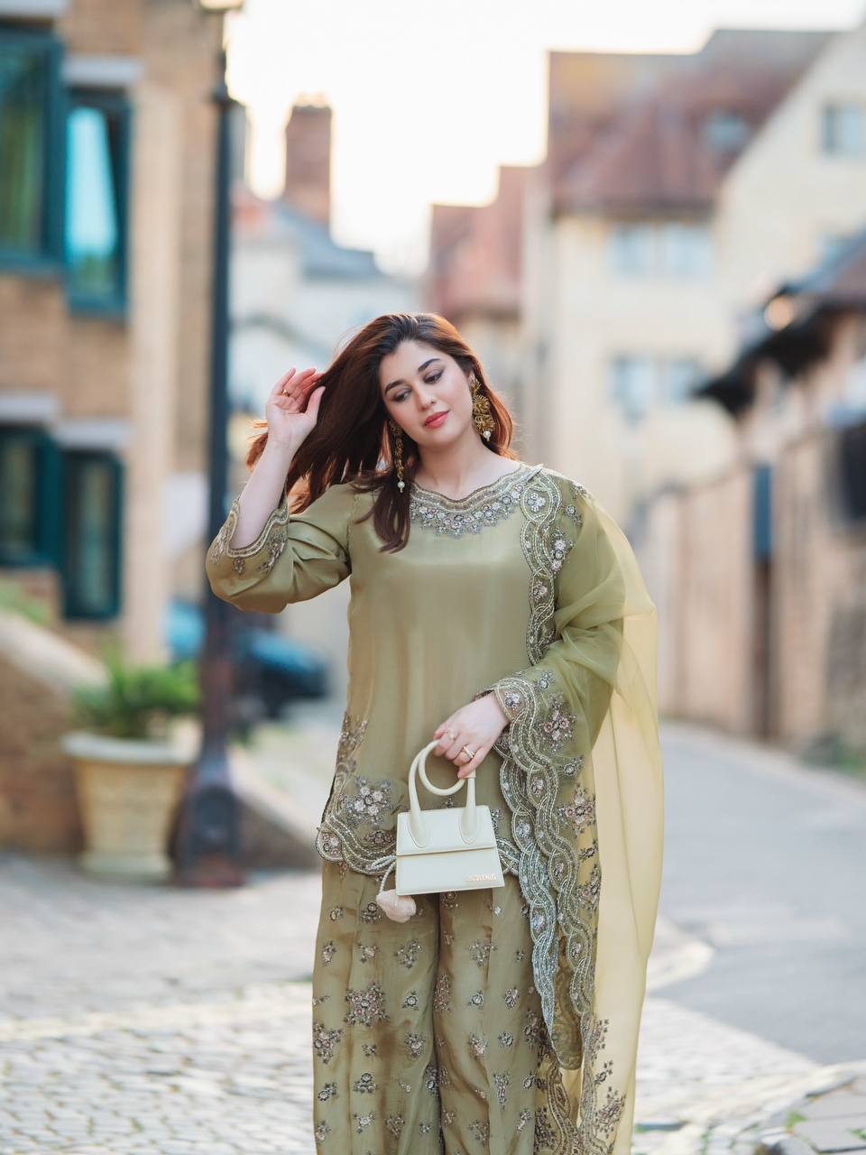 Zaitoon Zariya Olive Embroidered Grace Set