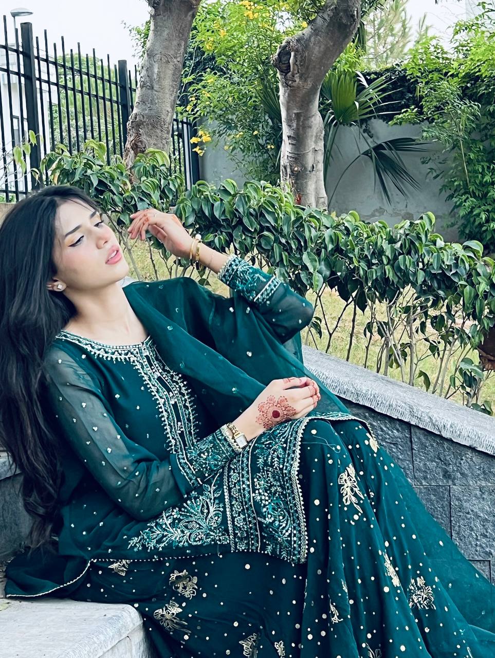 Tamanna Emerald Teal beautifully Georgette Suit