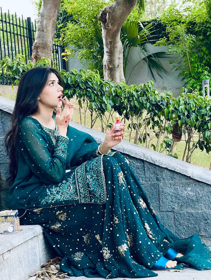 Tamanna Emerald Teal beautifully Georgette Suit