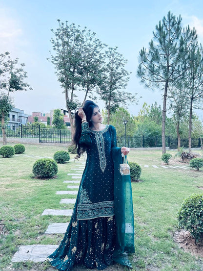 Tamanna Emerald Teal beautifully Georgette Suit
