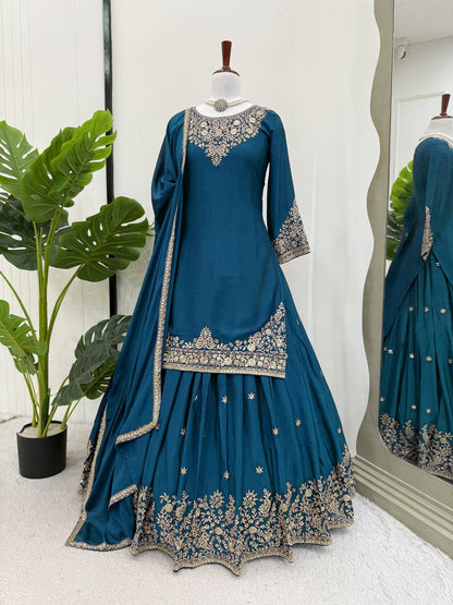 Saffron Royal Classic Short Kurti Lehenga Set