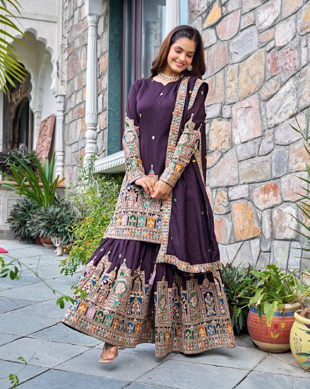 Reeva Royal Majesty Embroidered  Plazzo  Set