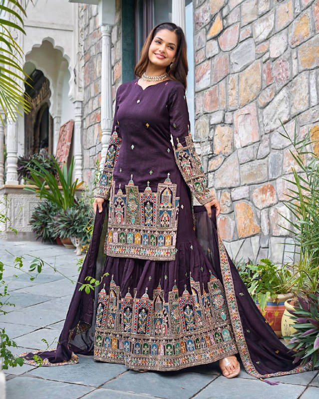Reeva Royal Majesty Embroidered  Plazzo  Set