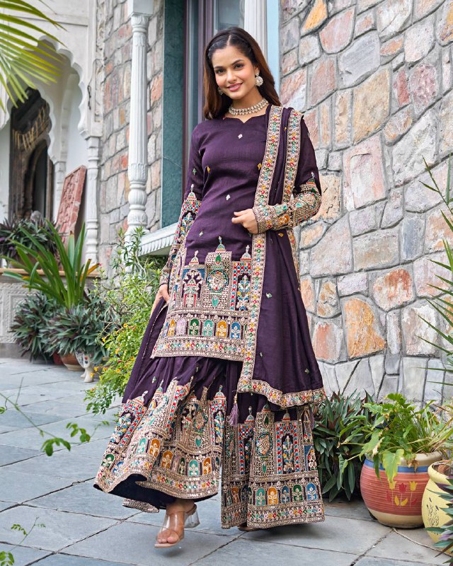 Reeva Royal Majesty Embroidered  Plazzo  Set