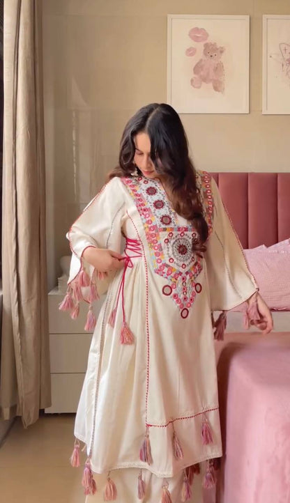 Rakhi Special Premium Designer Pure Cotton Kurta with Palazzo