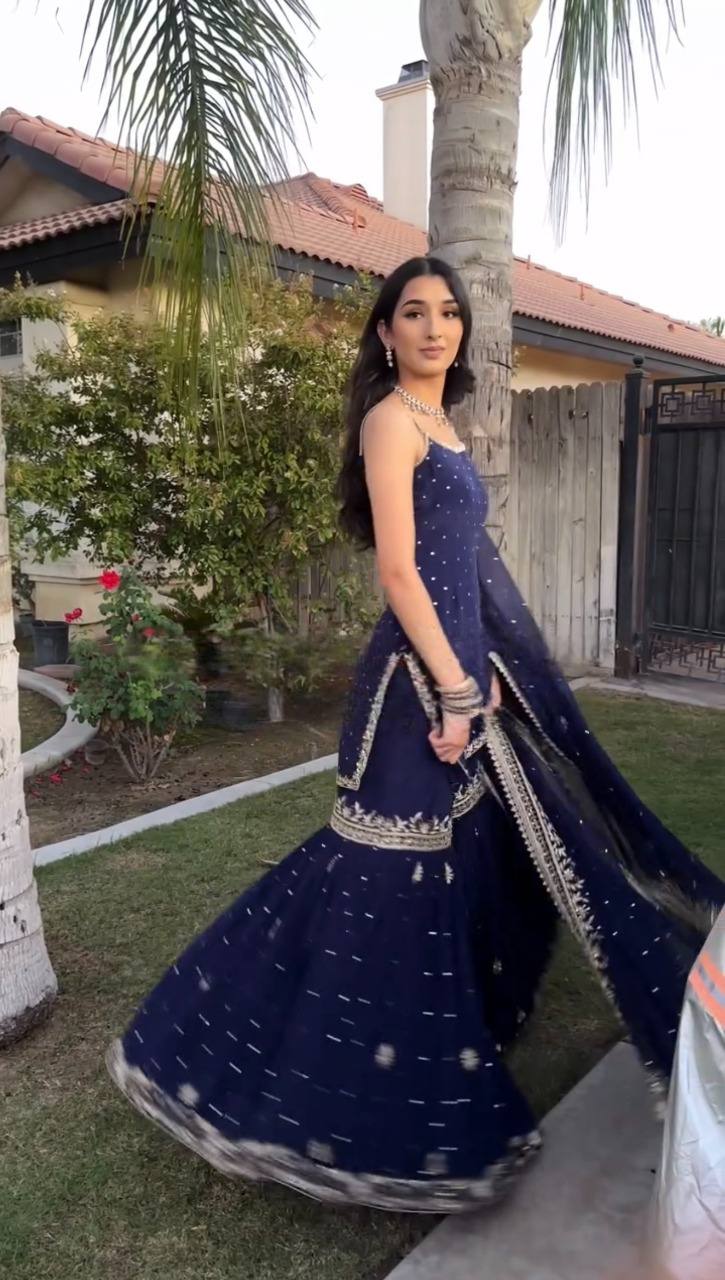 Vanya Grace  Blue Beautiful Sharara Set