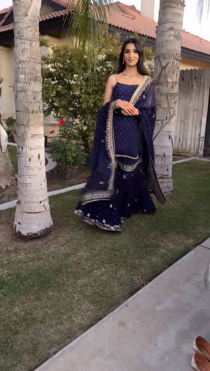 Vanya Grace  Blue Beautiful Sharara Set