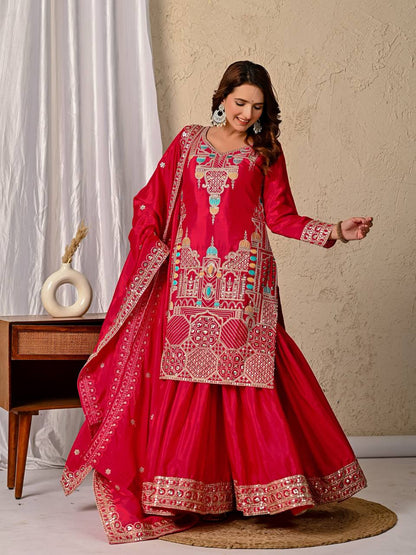 Rang-e-Gulab Festive Embroidered Gharara Ensemble