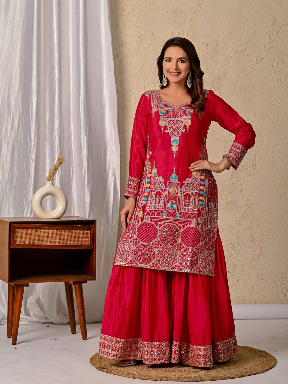 Rang-e-Gulab Festive Embroidered Gharara Ensemble