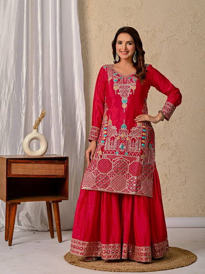 Rang-e-Gulab Festive Embroidered Gharara Ensemble
