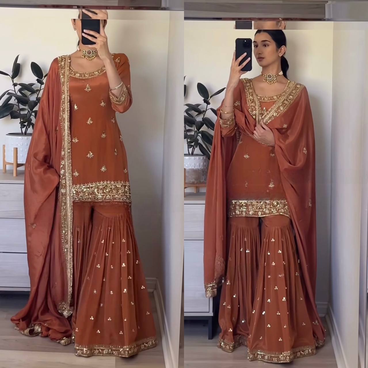 Nazaakat Glow Partywear Embroidered Sharara Suit