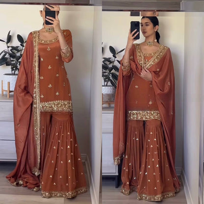 Nazaakat Glow Partywear Embroidered Sharara Suit
