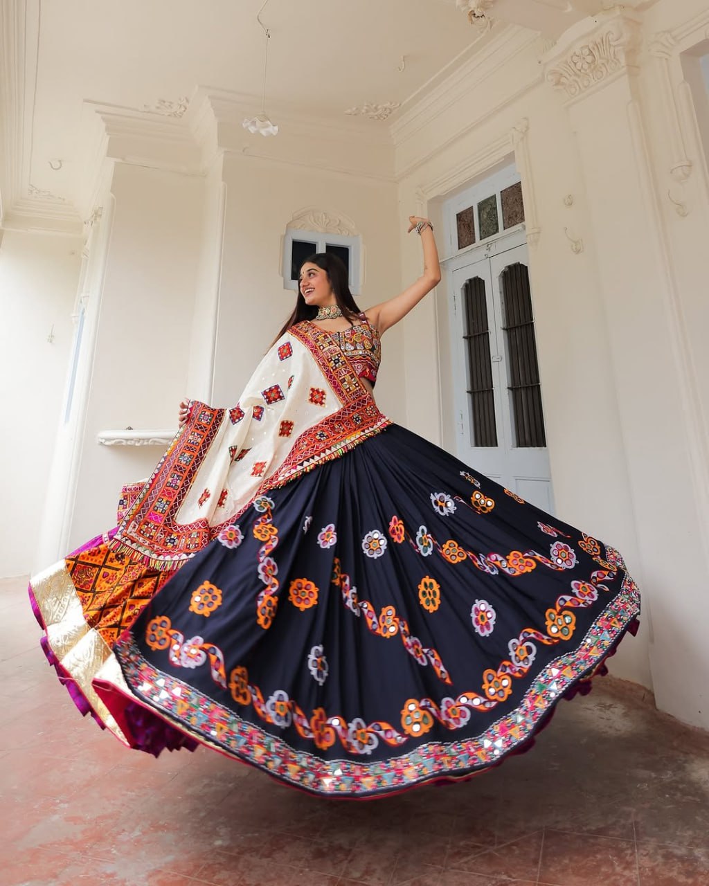 Rangtaali Multicolor Bandhani Embroidered Lehenga Set