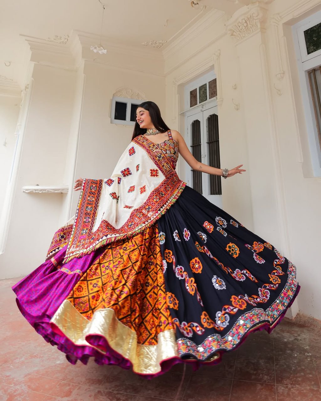 Rangtaali Multicolor Bandhani Embroidered Lehenga Set