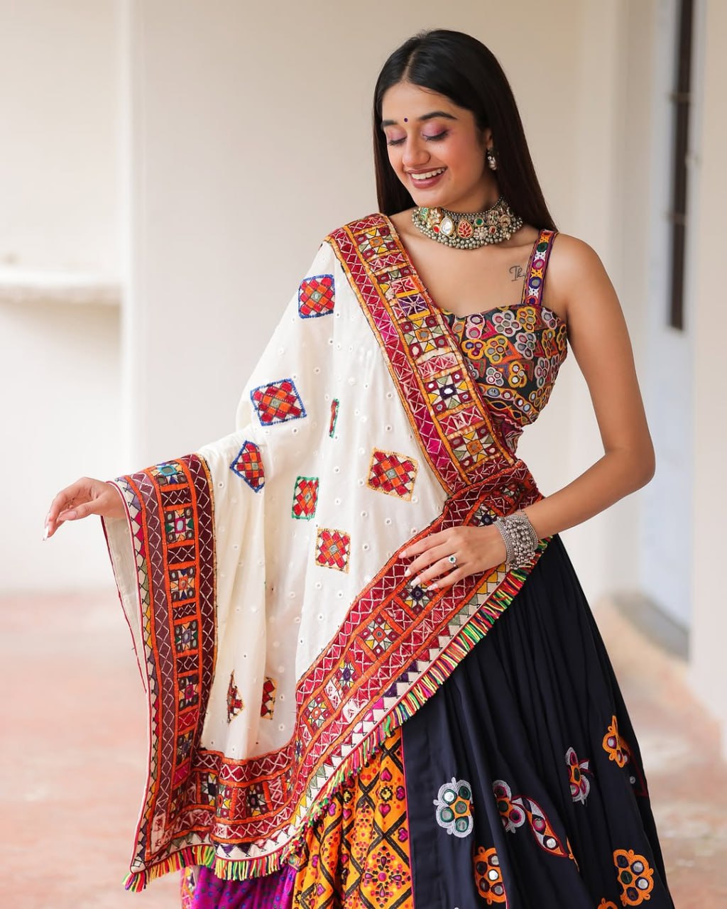 Rangtaali Multicolor Bandhani Embroidered Lehenga Set