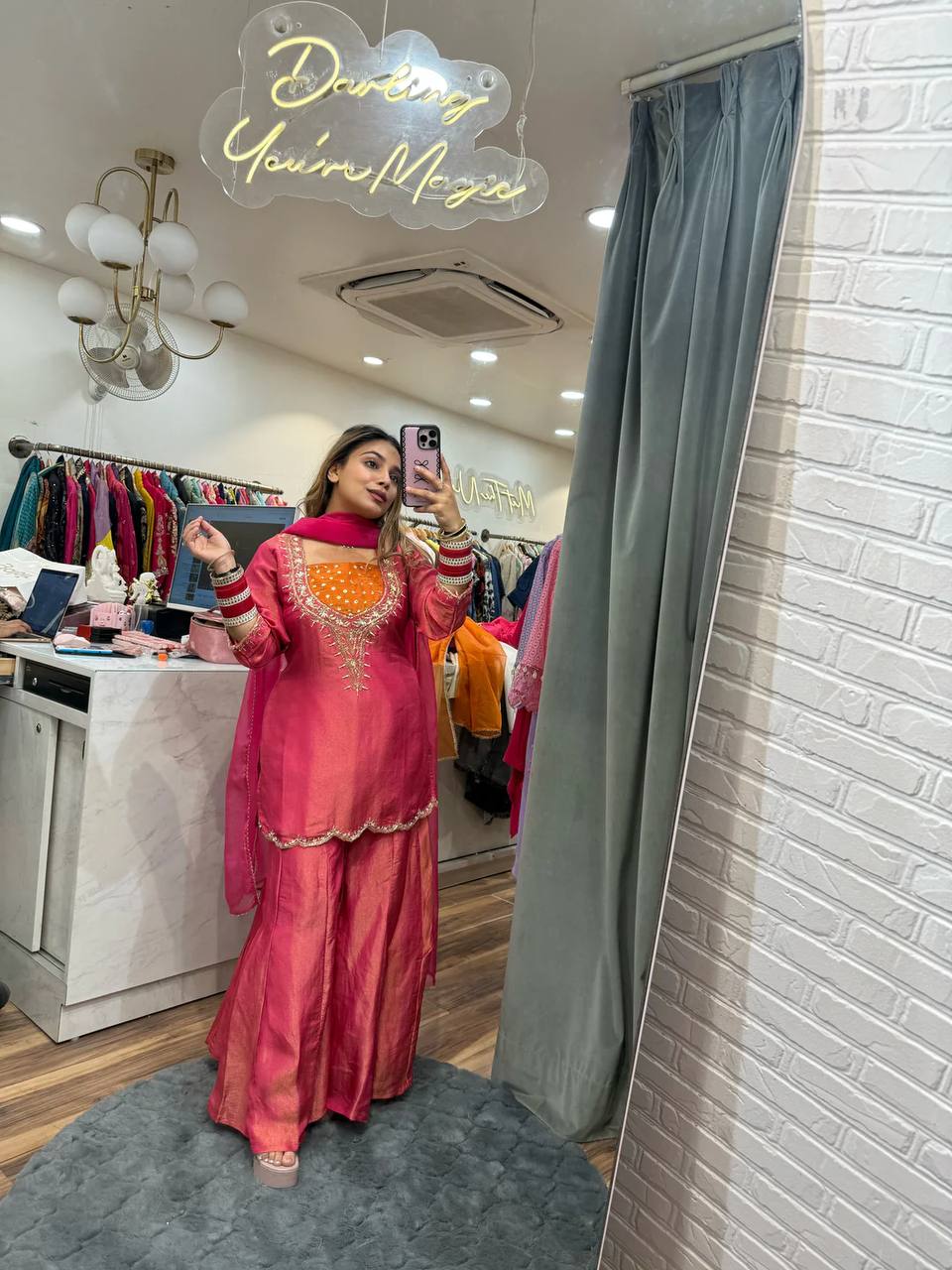 Heeriye Festive Glow simar Silk Embroidered Sharara Suit Set