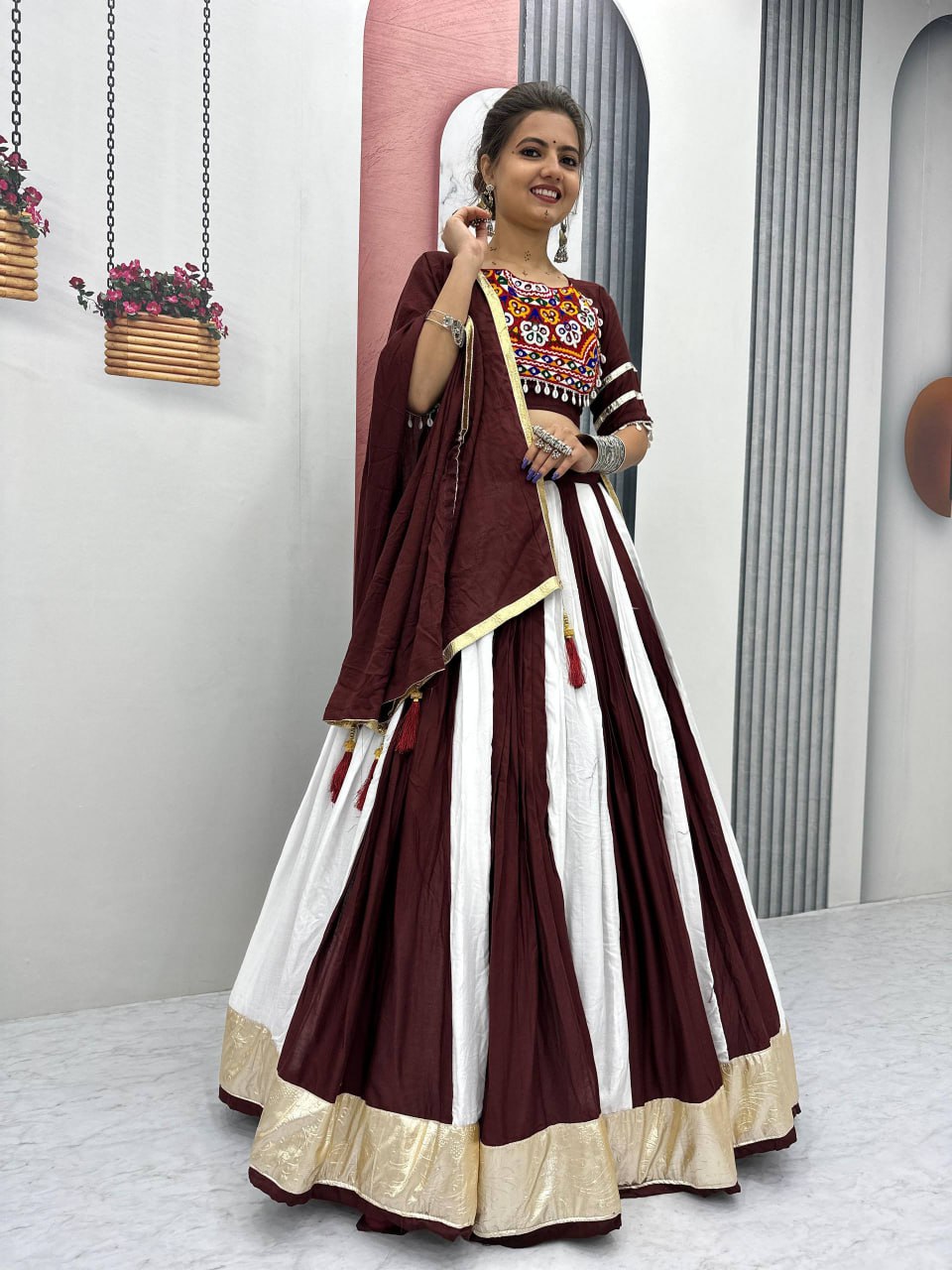 Neelvaani Ethnic Gujarati Embroidered Lehenga Choli Set