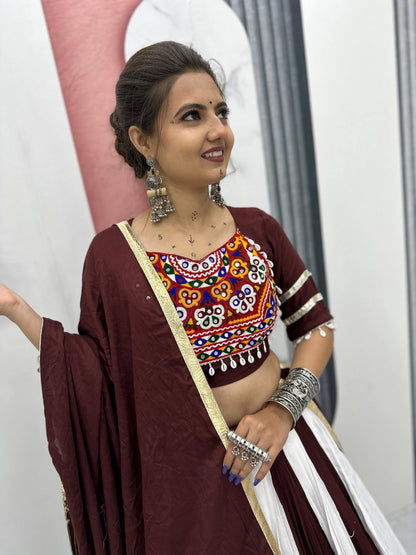 Neelvaani Ethnic Gujarati Embroidered Lehenga Choli Set