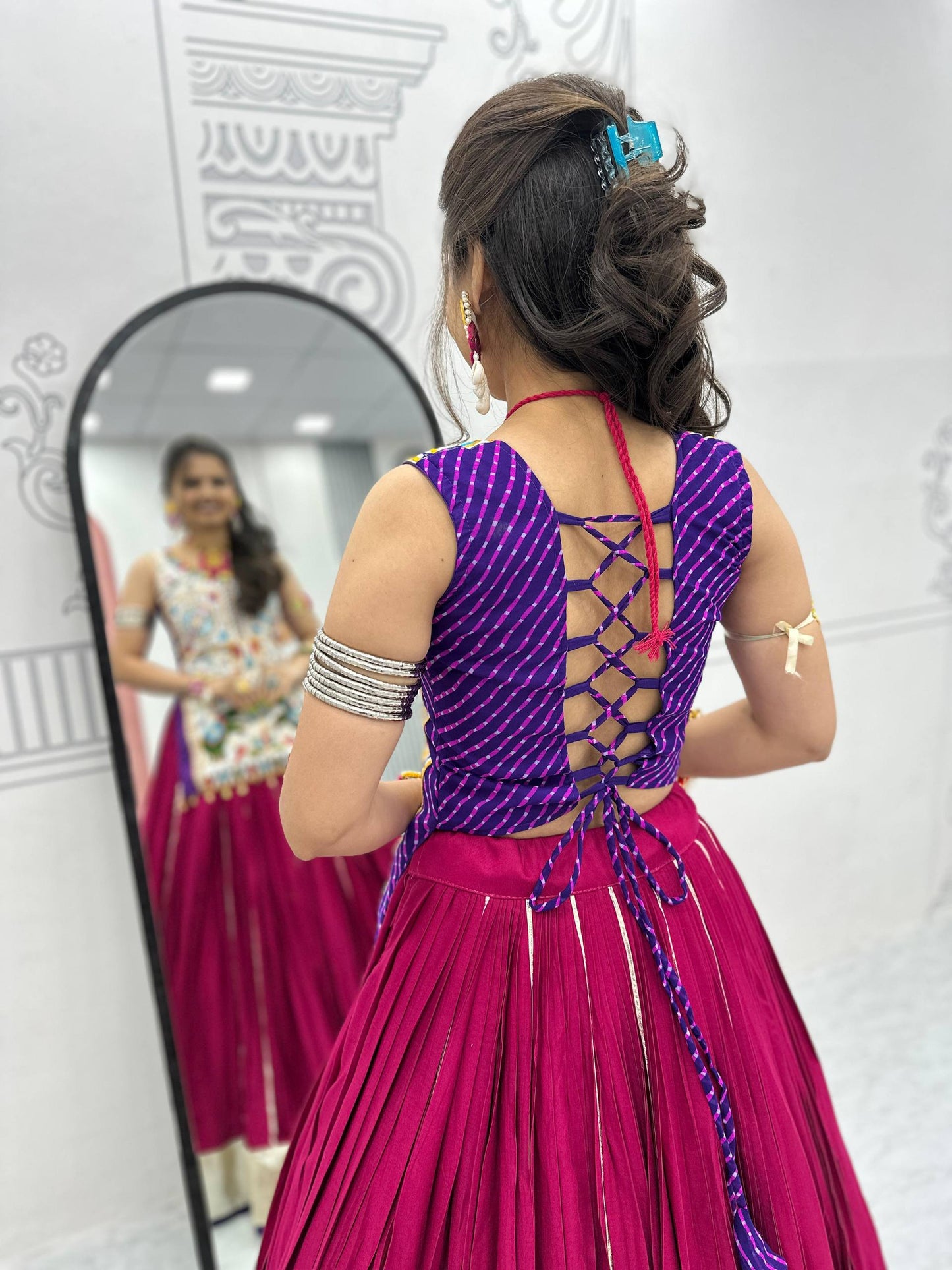 Krisha Magic Hand-Embroidered Kutchi Mirror Work Lehenga Set
