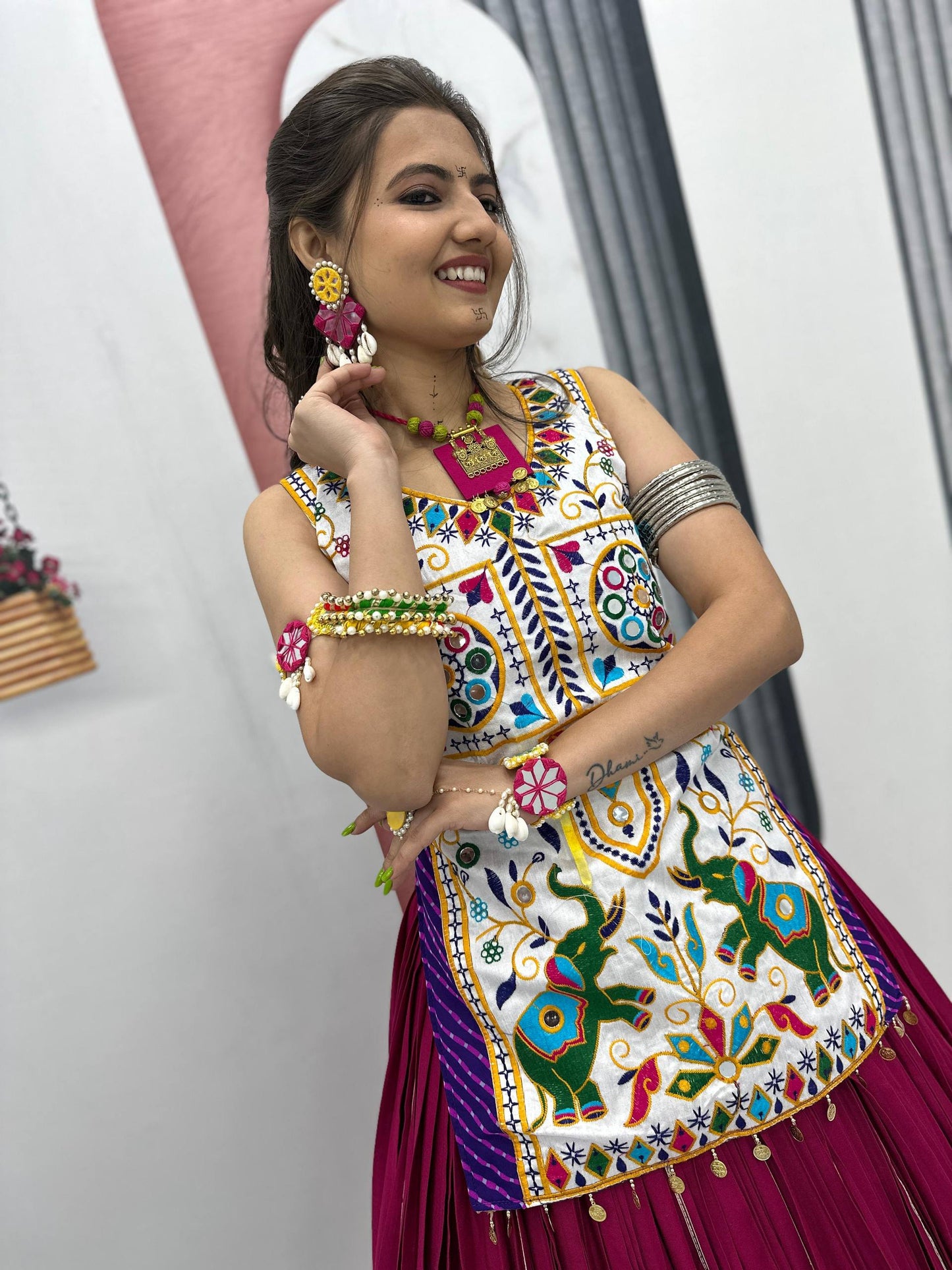 Krisha Magic Hand-Embroidered Kutchi Mirror Work Lehenga Set