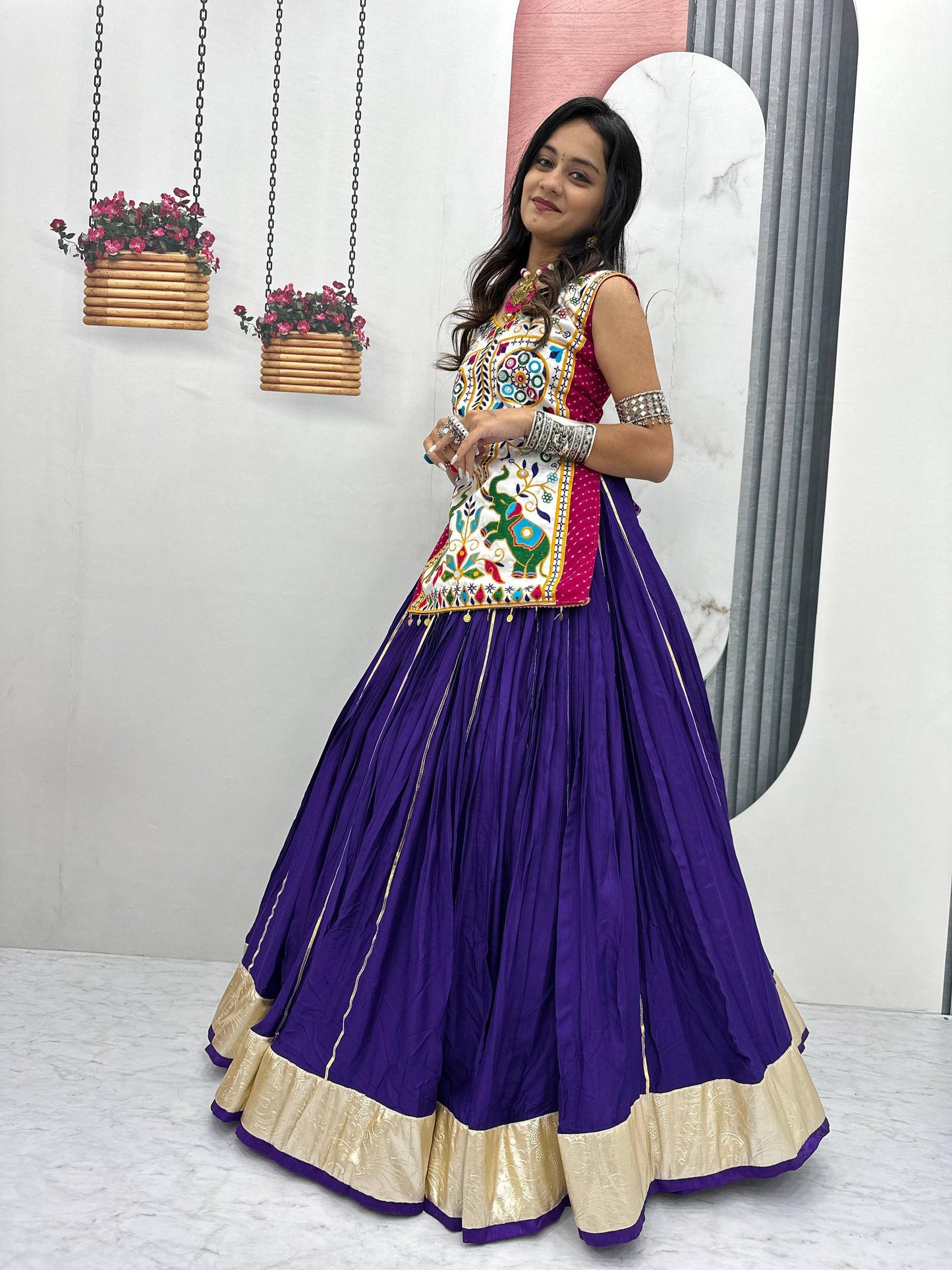 Krisha Magic Hand-Embroidered Kutchi Mirror Work Lehenga Set