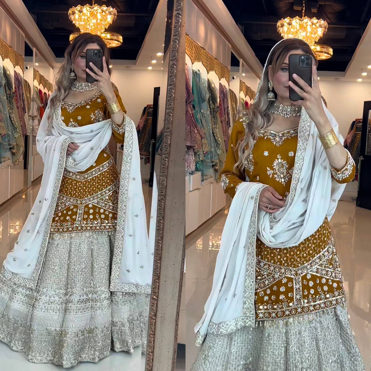 Gulnoor Hand Embellished Luxe Sharara Set
