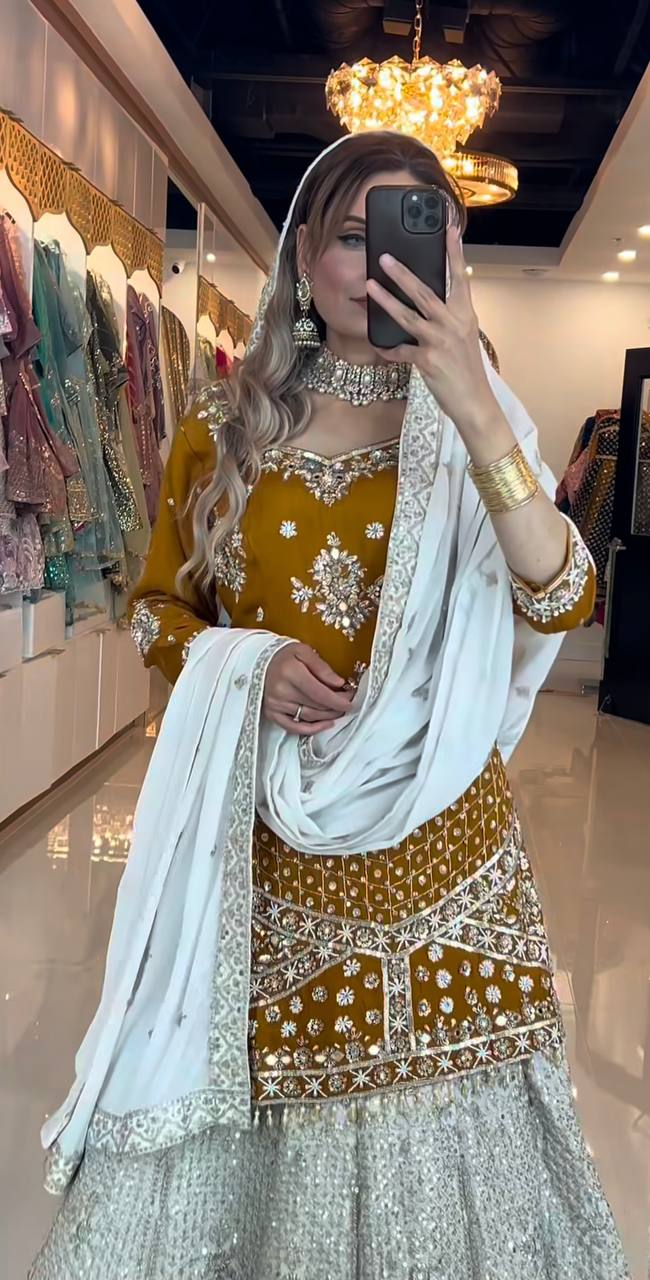 Gulnoor Hand Embellished Luxe Sharara Set