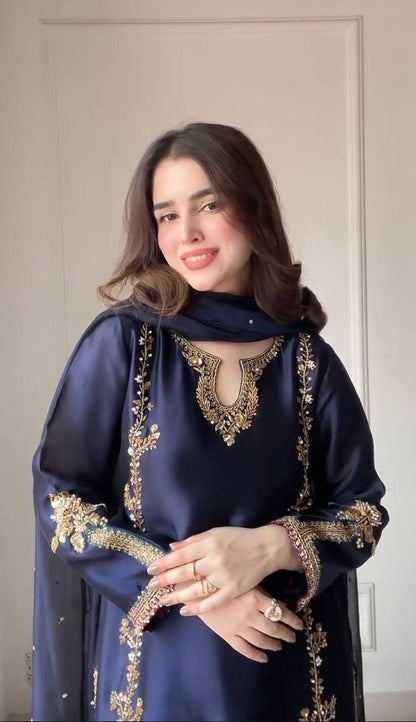 Midnight Noor Embroidered Elegance Silk Salwar Suit Set
