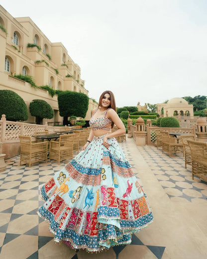 Rangila Raas Multicolour Mirror Work Lehenga Set