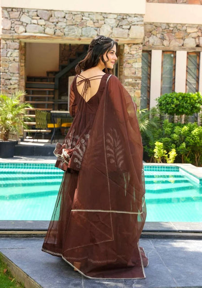 Kaafi Nazakat Embroidered Peplum Designer Sharara Suit