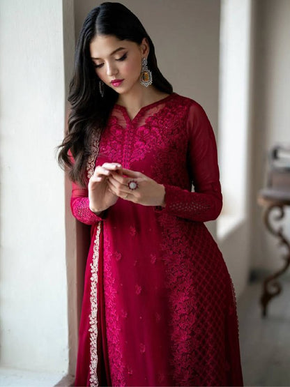 Nazakat in Maroon Grace  Georgette Party Wear Suit