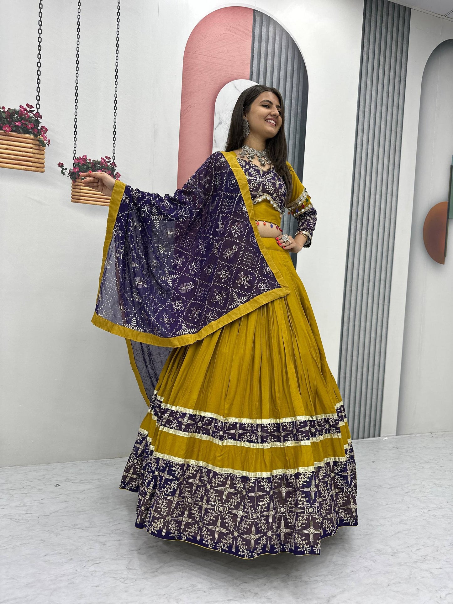 Amaya Raang Vibrant Mustard Cotton Bandhani Lehenga