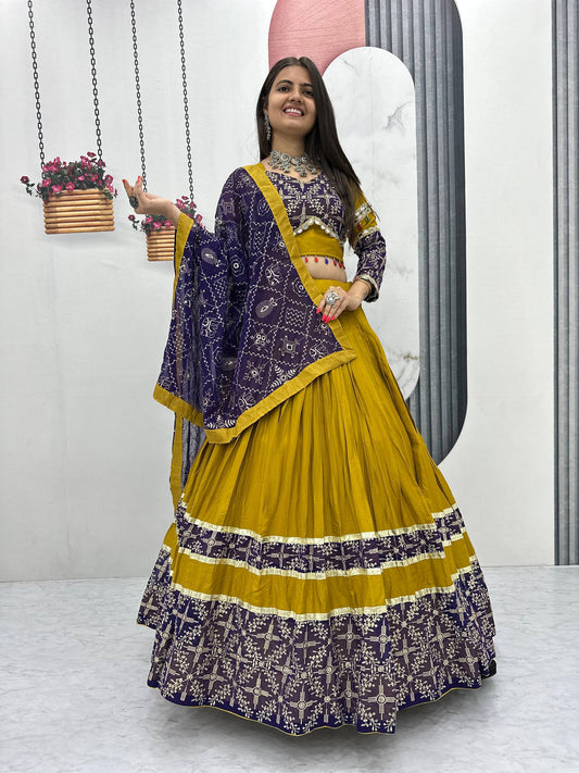 Amaya Raang Vibrant Mustard Cotton Bandhani Lehenga