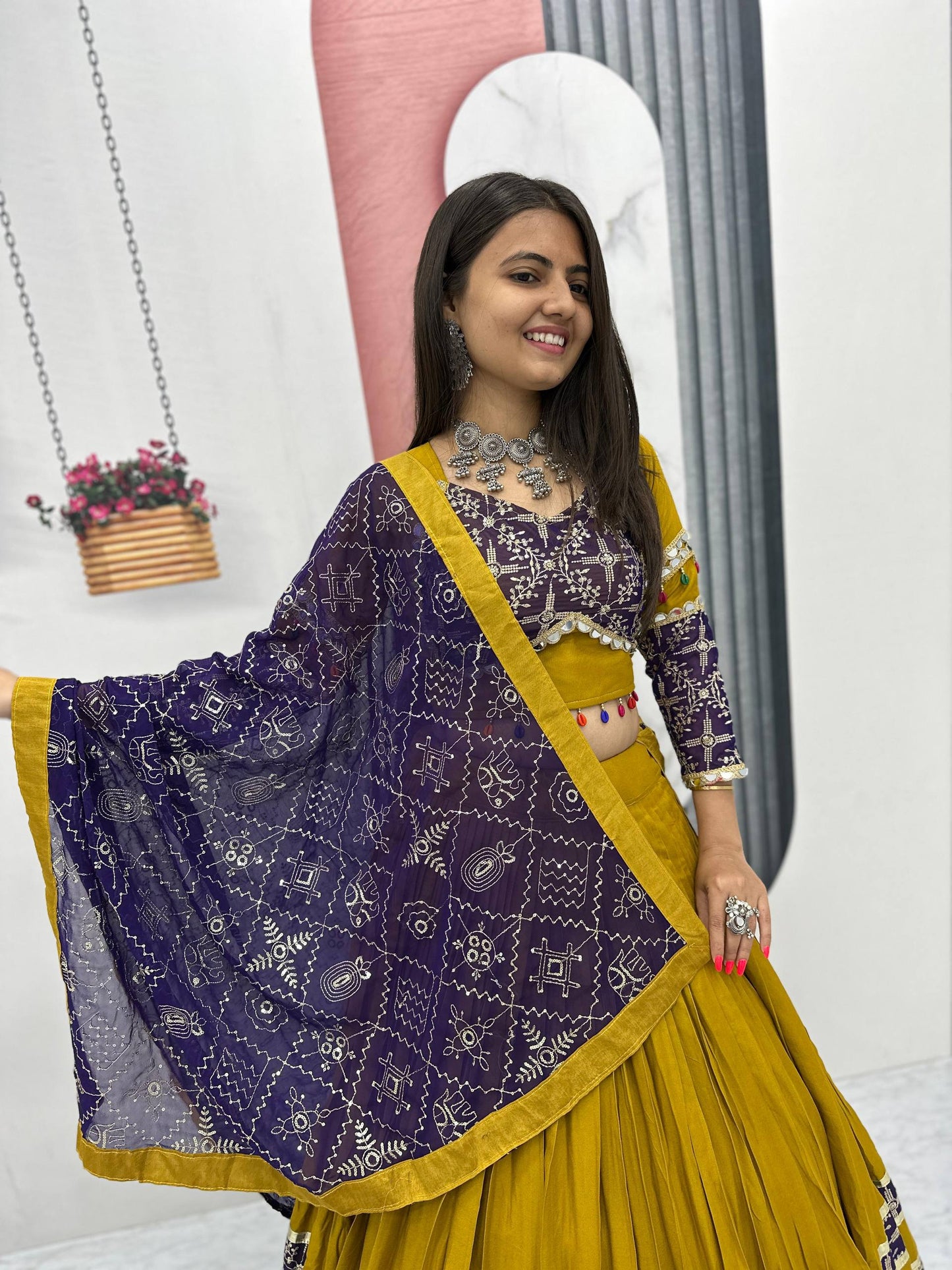 Amaya Raang Vibrant Mustard Cotton Bandhani Lehenga