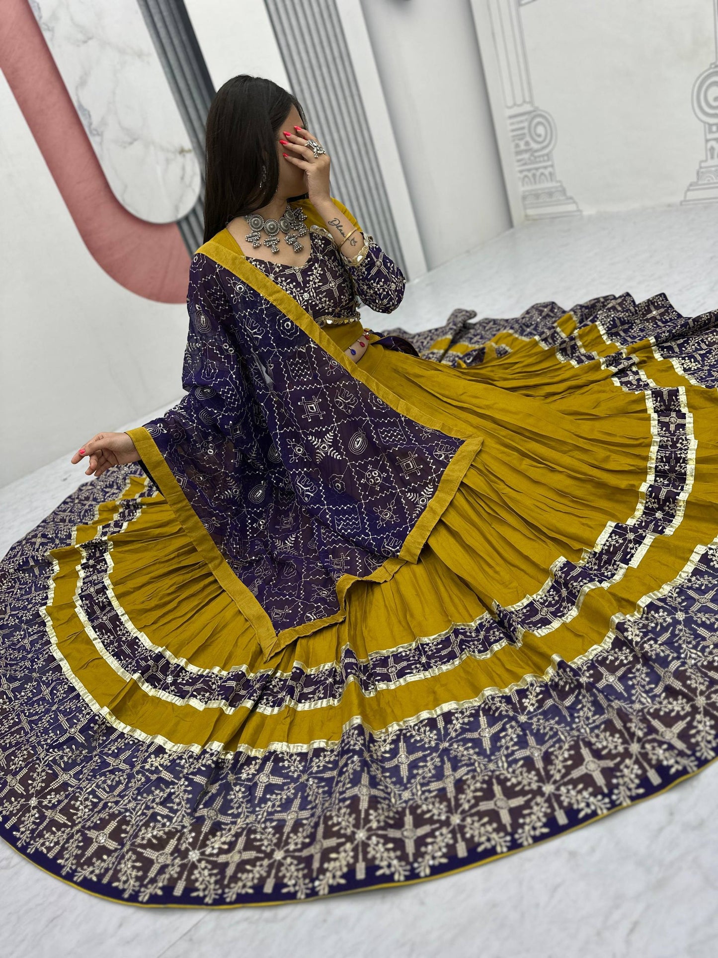 Amaya Raang Vibrant Mustard Cotton Bandhani Lehenga