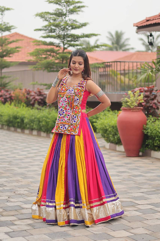 Rangeela Kutchi Embroidery Multicolor Mirror Work Navratri Chaniya Choli