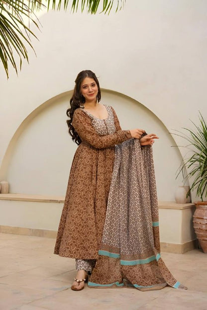 Khushi Brown cotton suit set