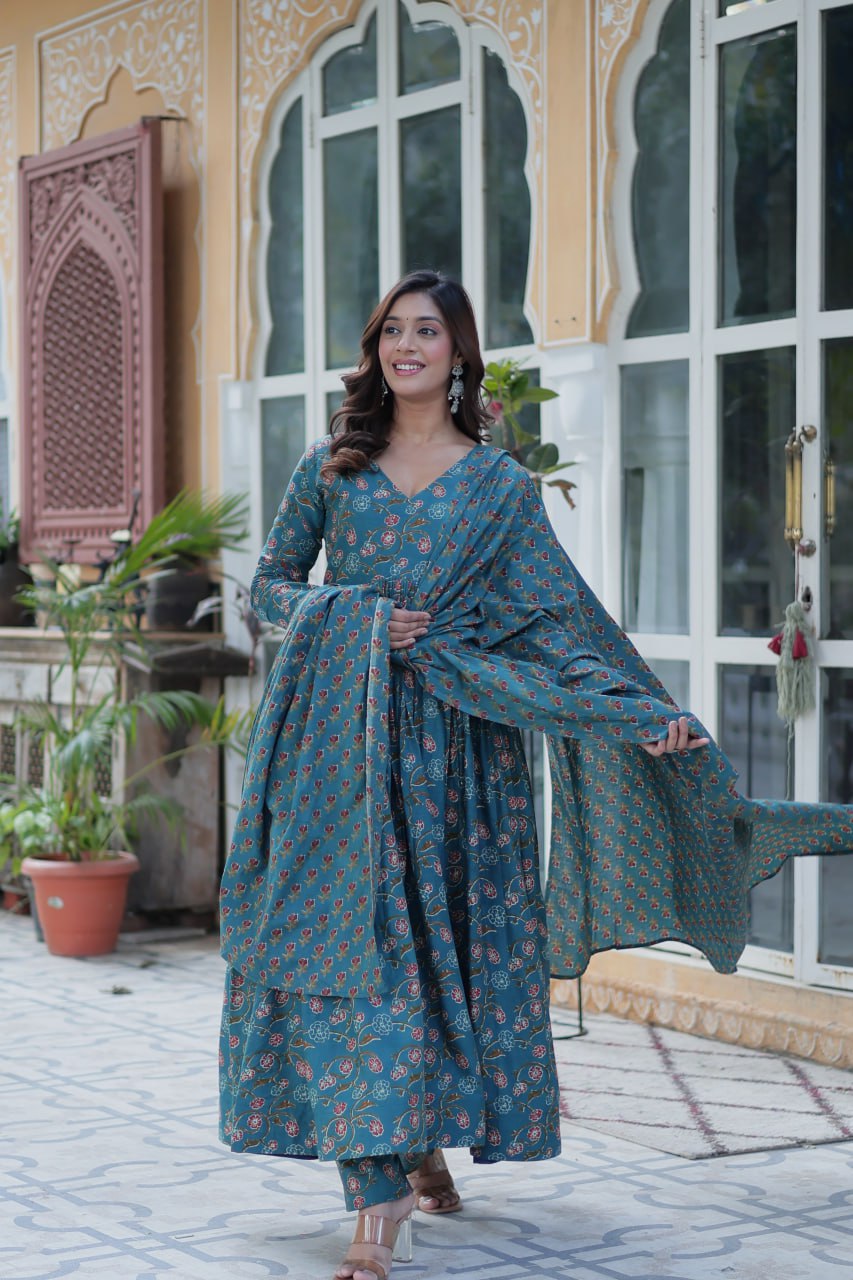 Diya Beige Cotton Suit Set