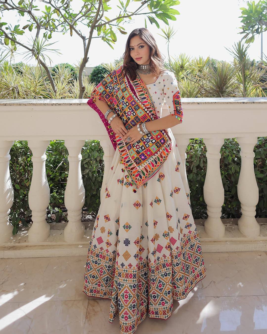 Rajvi Rasa Mirror Work Embroidery Navratri Special Lehenga Set