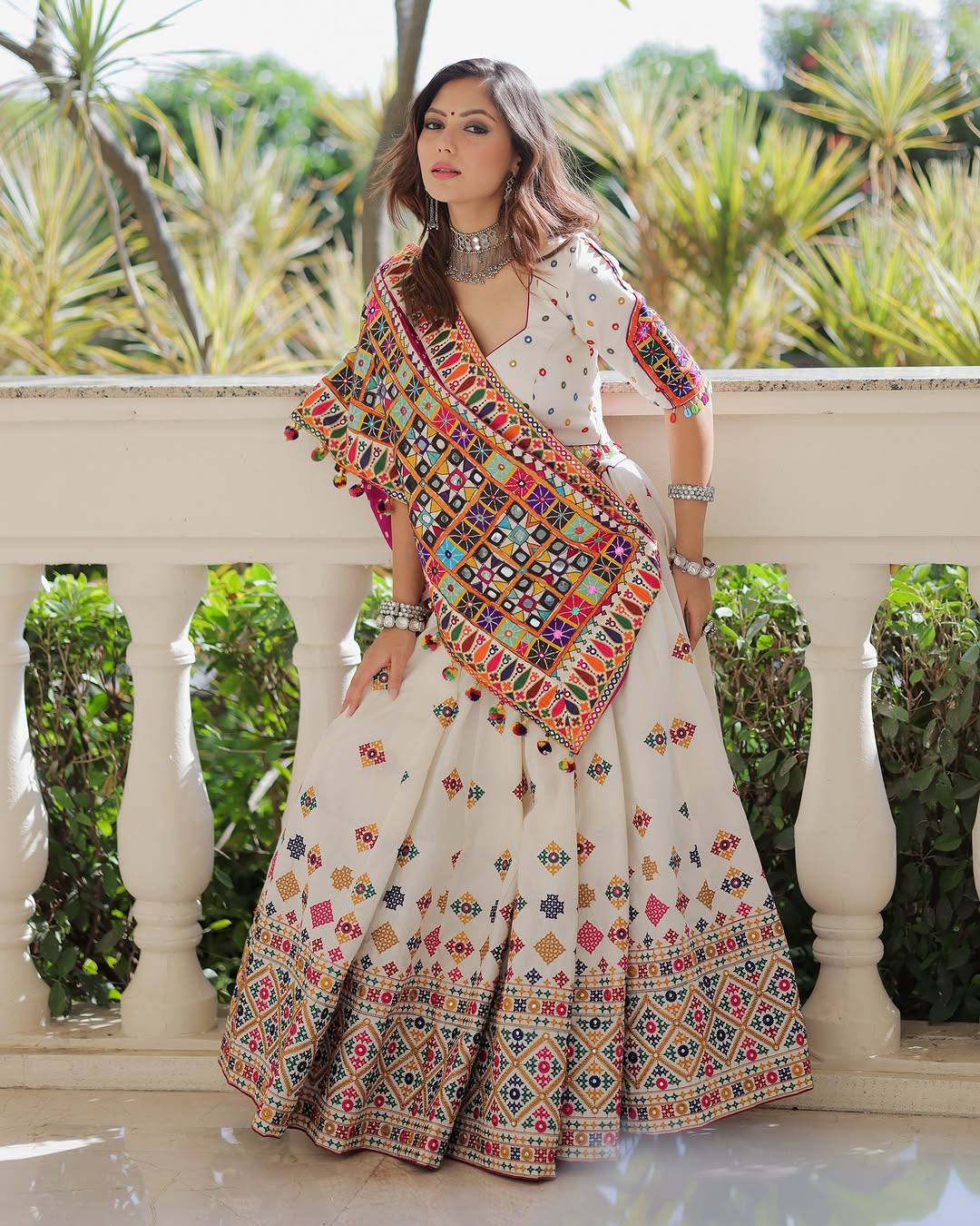 Rajvi Rasa Mirror Work Embroidery Navratri Special Lehenga Set