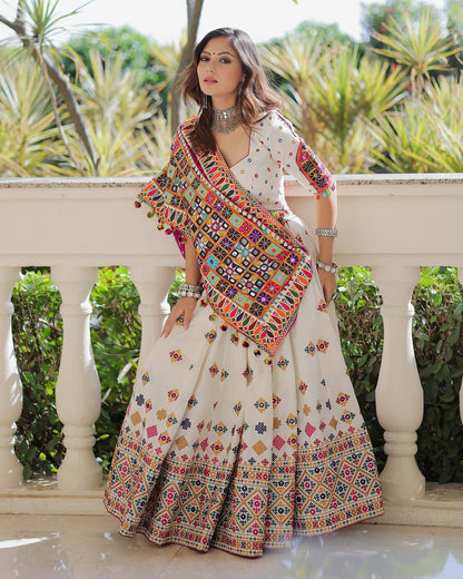 Rajvi Rasa Mirror Work Embroidery Navratri Special Lehenga Set