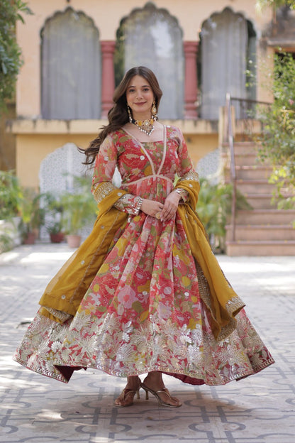 The Queen of Multicolor Flower Beautiful Gown