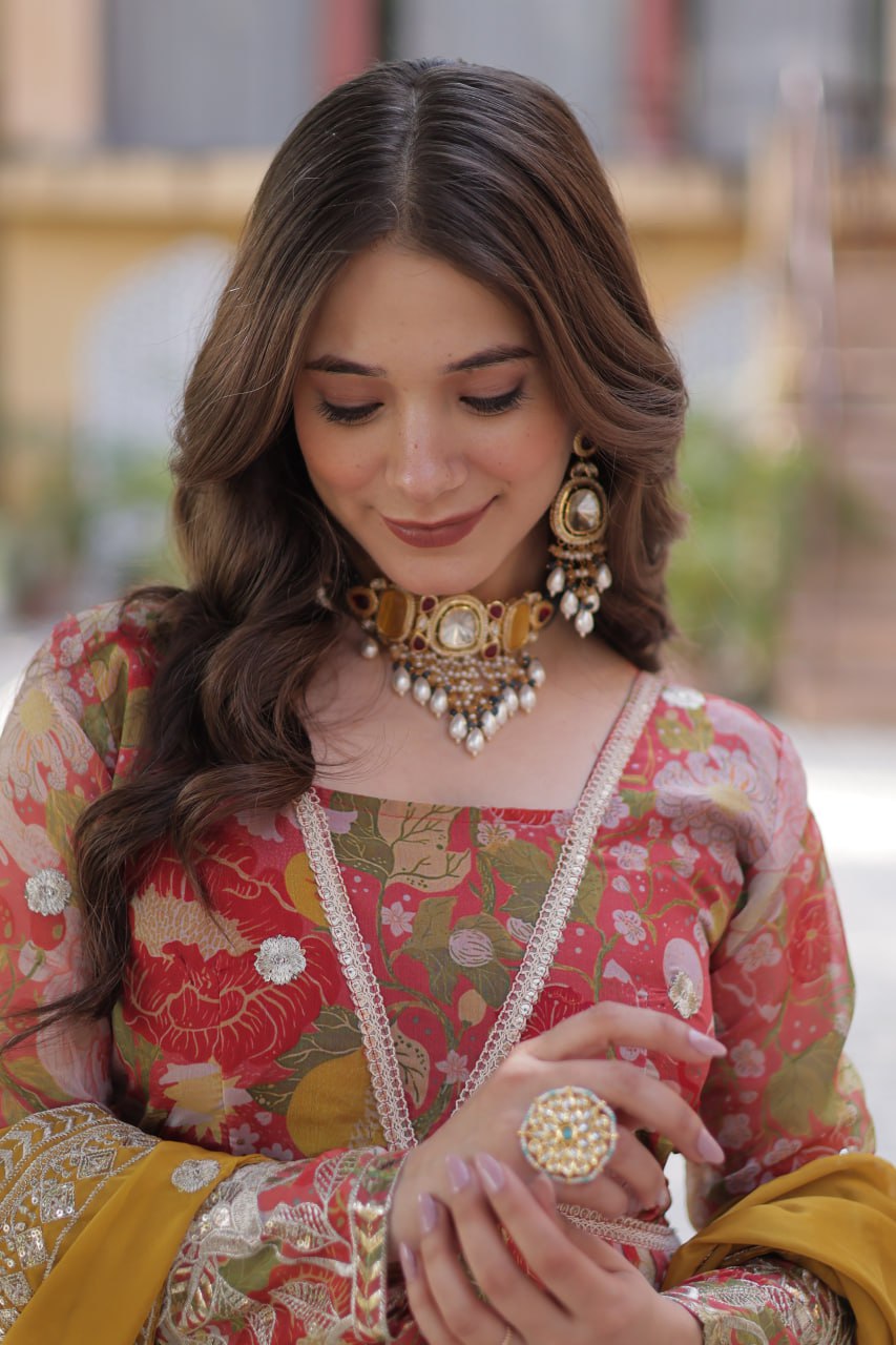 The Queen of Multicolor Flower Beautiful Gown