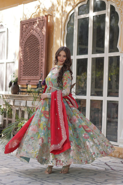 The Queen of Multicolor Flower Beautiful Gown
