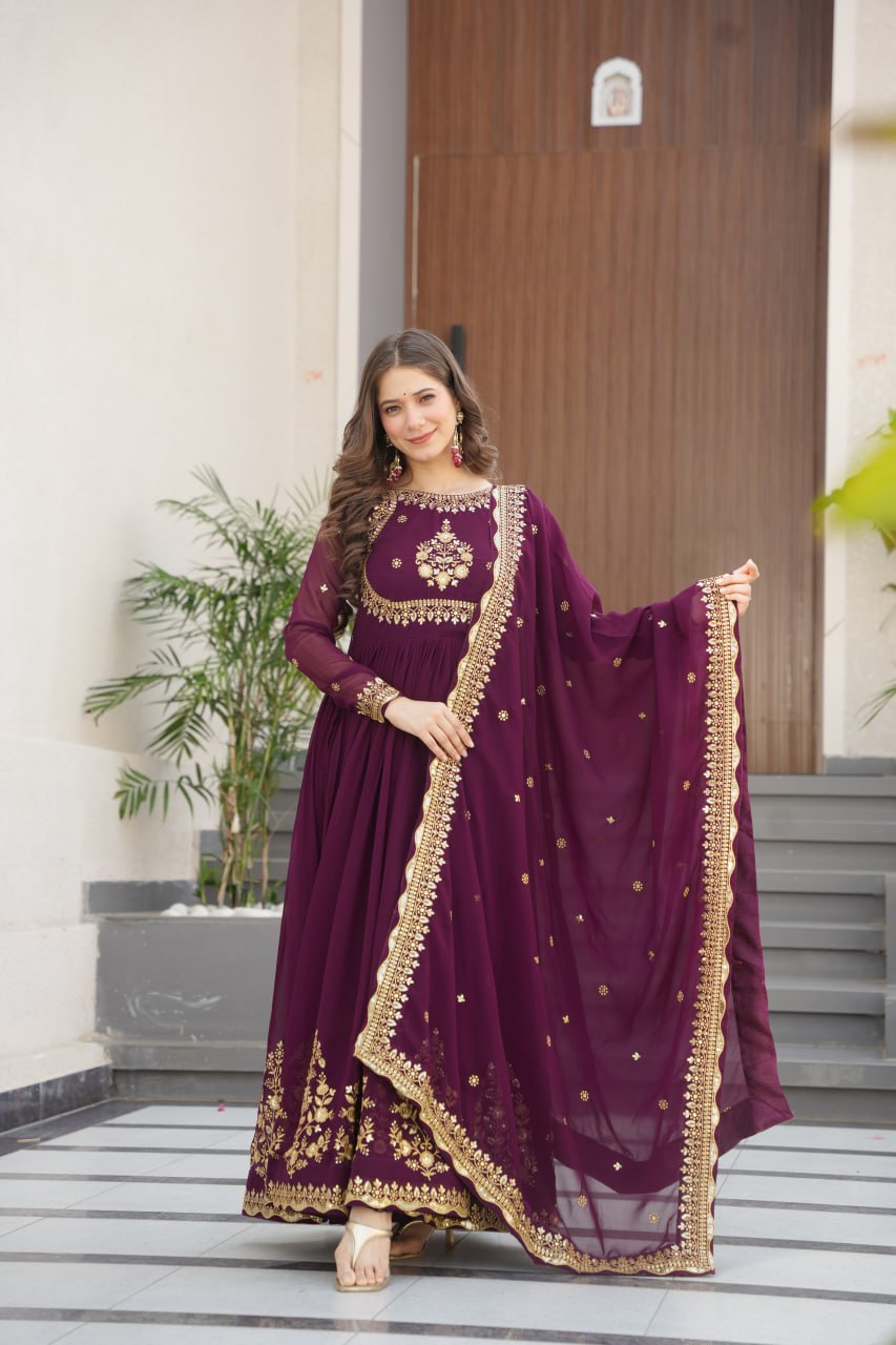 Zynara Floral Faux Blooming Georgette Anarkali