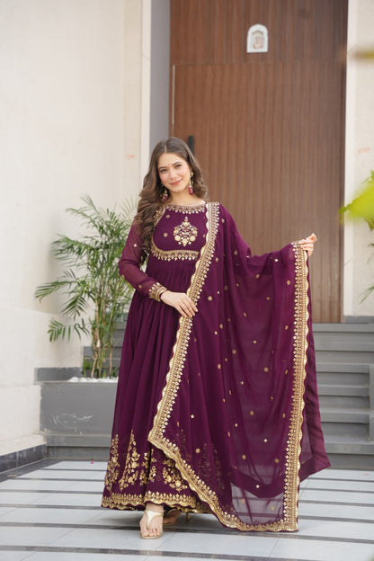 Zynara Floral Faux Blooming Georgette Anarkali