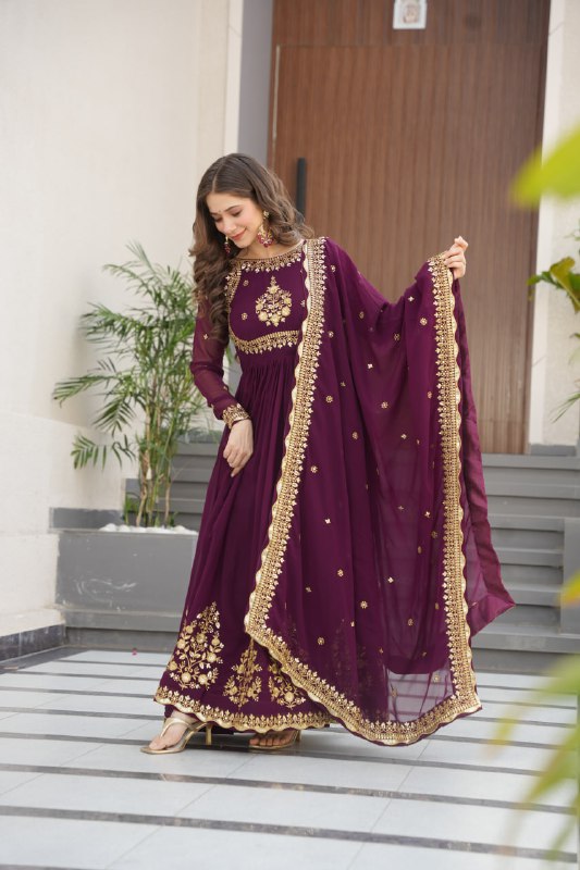 Zynara Floral Faux Blooming Georgette Anarkali